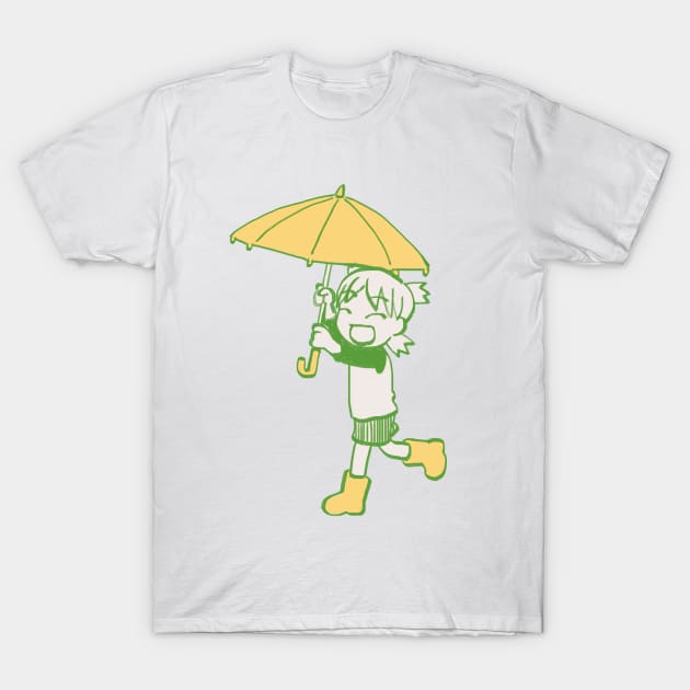 rainy season yotsuba in rain boots and umbrella T-Shirt by mudwizard